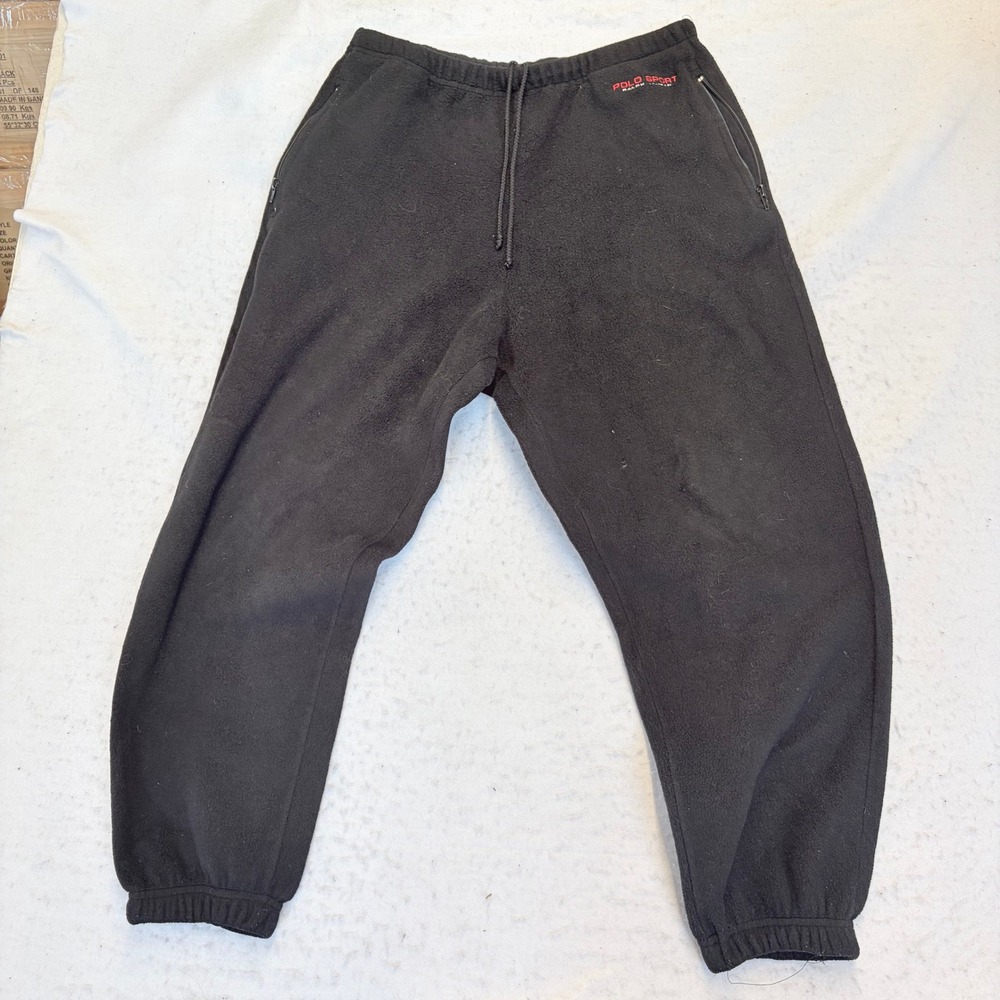Polo Sport Ralph Lauren Fleece Sweatpants Mens Large Black Vintage Joggers